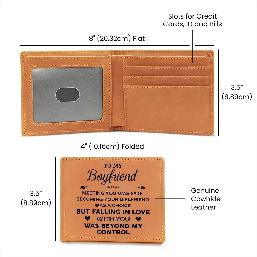 To My Boyfriend Meeting You Was Fate Genuine Cowhide Leather Wallet