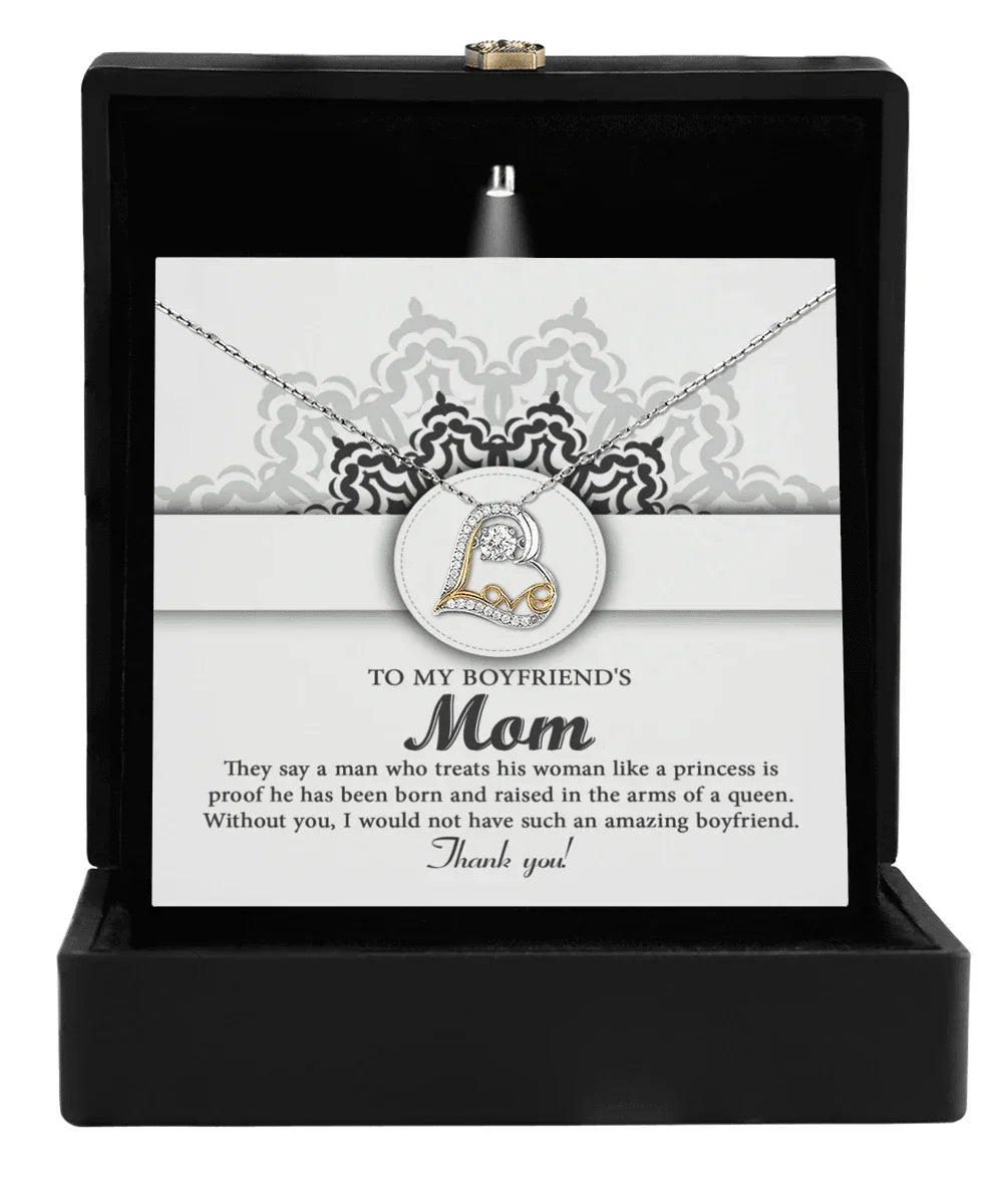 To My Boyfriend's Mom Thank You for Raising Such an Amazing Man Heart Pendant Necklace