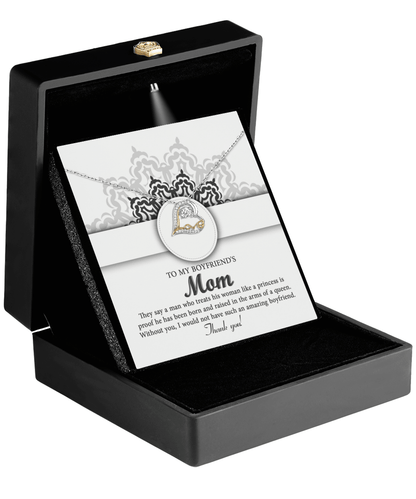 To My Boyfriend's Mom Thank You for Raising Such an Amazing Man Heart Pendant Necklace - Mallard Moon Gift Shop