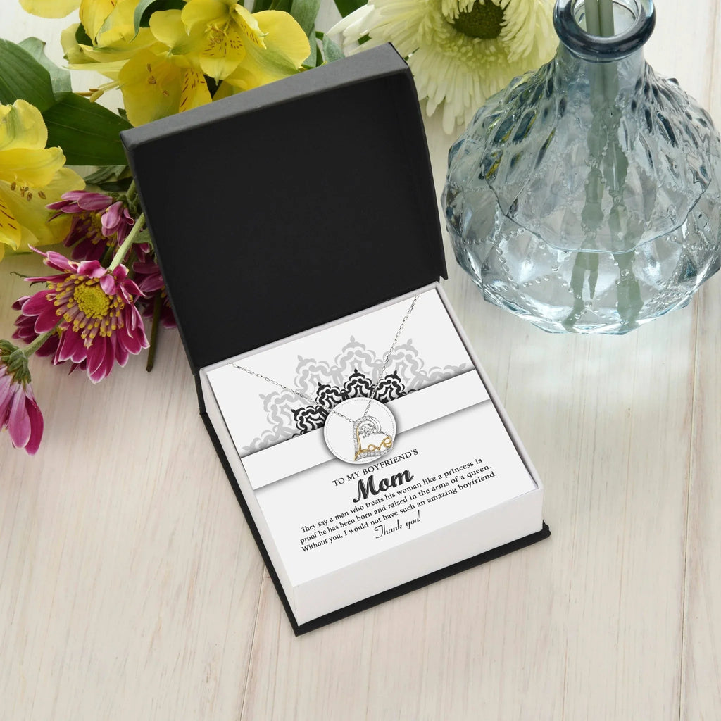 To My Boyfriend's Mom Thank You for Raising Such an Amazing Man Heart Pendant Necklace