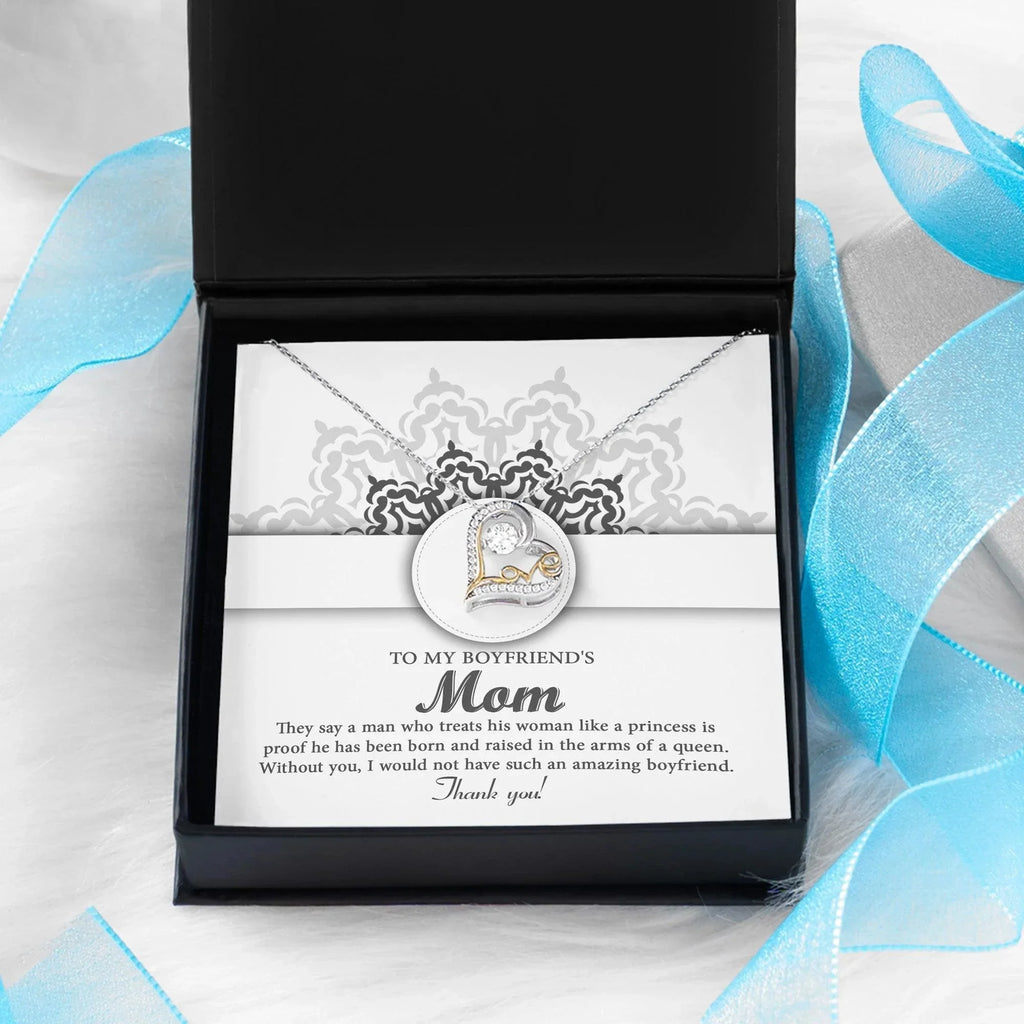 To My Boyfriend's Mom Thank You for Raising Such an Amazing Man Heart Pendant Necklace