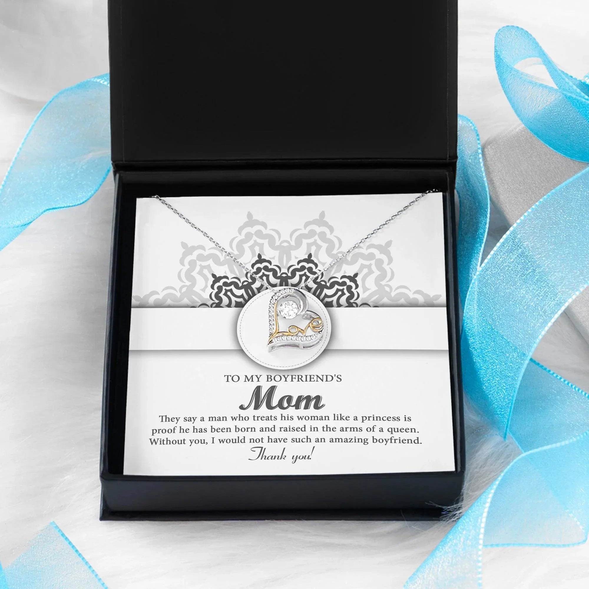 To My Boyfriend's Mom Thank You for Raising Such an Amazing Man Heart Pendant Necklace