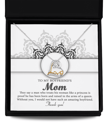 To My Boyfriend's Mom Thank You for Raising Such an Amazing Man Heart Pendant Necklace - Mallard Moon Gift Shop