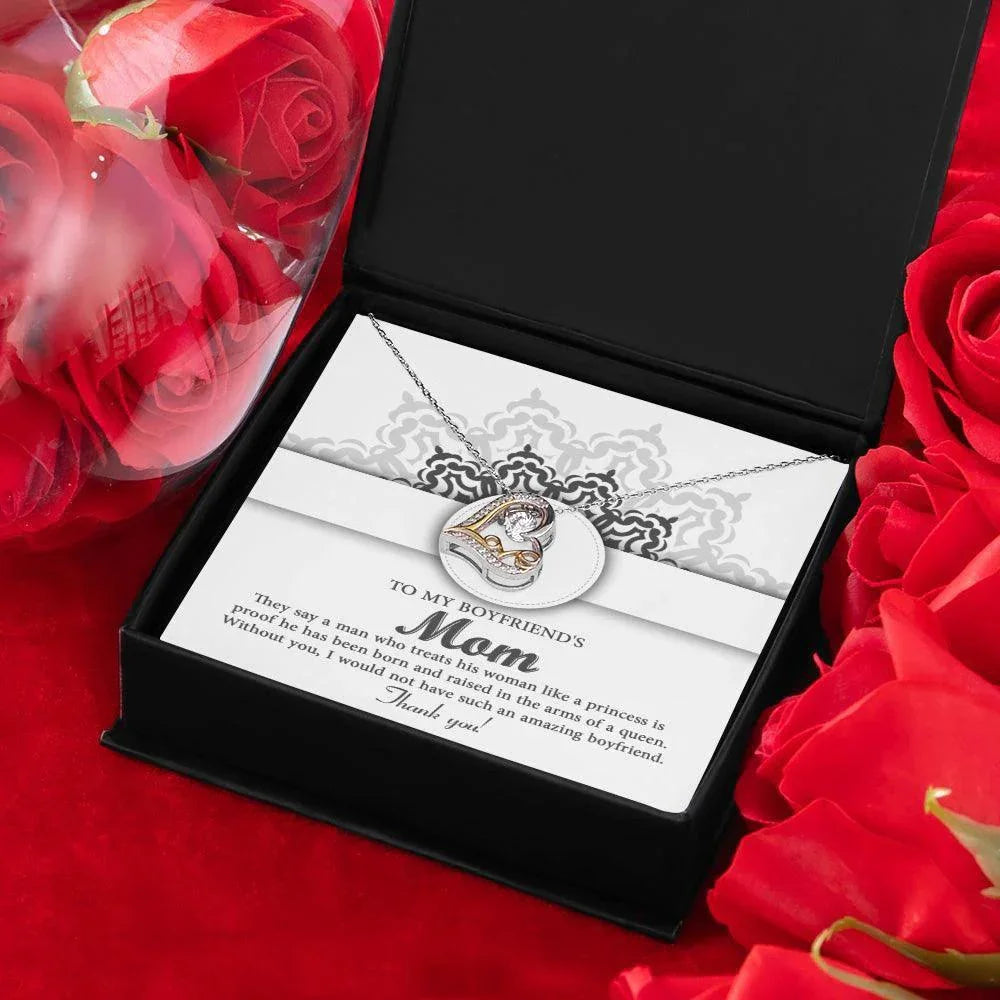 To My Boyfriend's Mom Thank You for Raising Such an Amazing Man Heart Pendant Necklace
