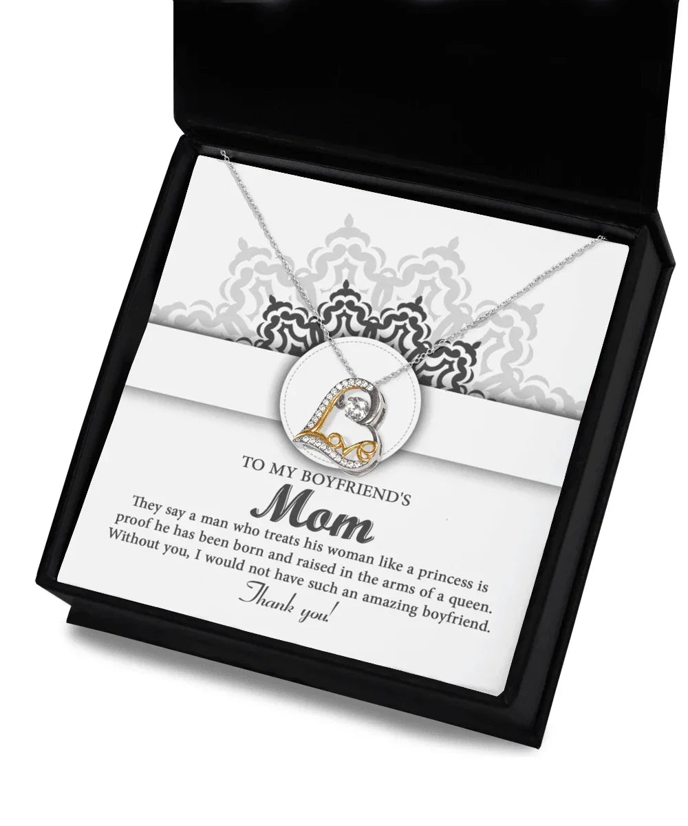 To My Boyfriend's Mom Thank You for Raising Such an Amazing Man Heart Pendant Necklace