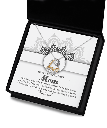 To My Boyfriend's Mom Thank You for Raising Such an Amazing Man Heart Pendant Necklace - Mallard Moon Gift Shop