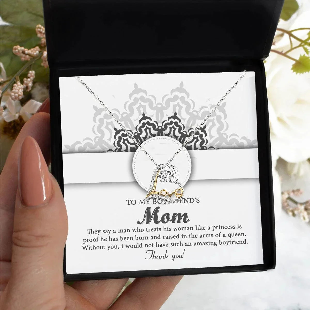 To My Boyfriend's Mom Thank You for Raising Such an Amazing Man Heart Pendant Necklace