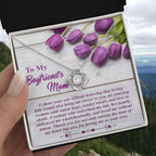 To My Boyfriend's Mother Love Knot Pendant Necklace with Heartfelt Message Card Thank You for Raising the Man of My Heart