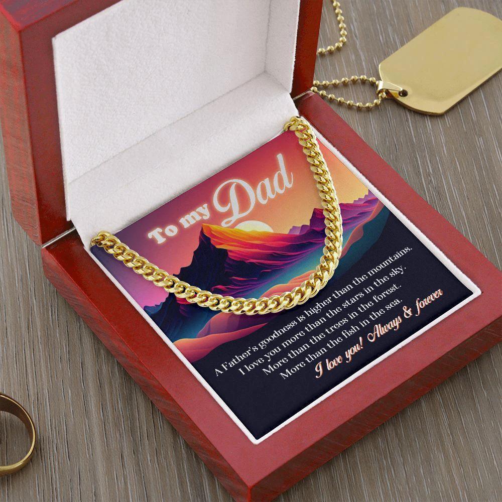 To My Dad I Love You More than the Stars in the Sky Cuban Chain Link Necklace