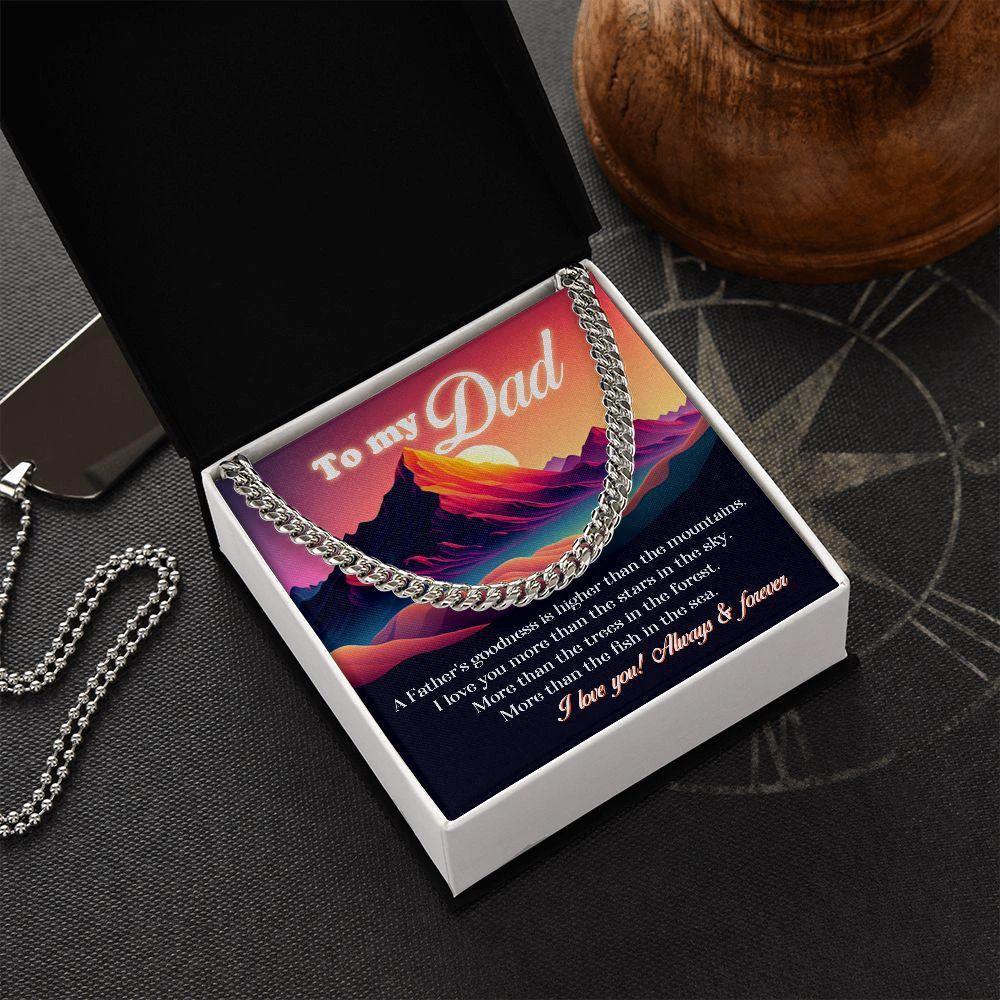 To My Dad I Love You More than the Stars in the Sky Cuban Chain Link Necklace