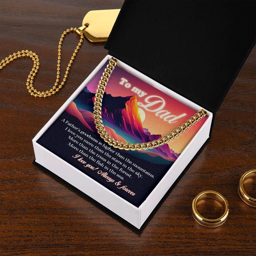 To My Dad I Love You More than the Stars in the Sky Cuban Chain Link Necklace