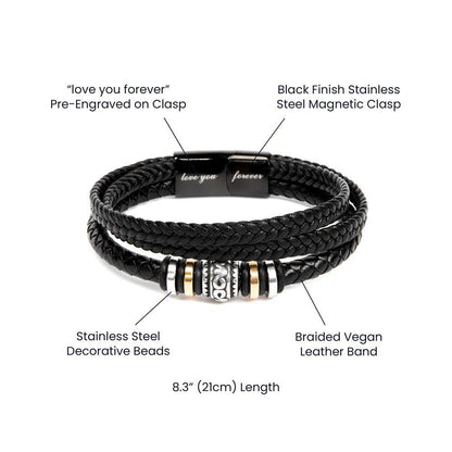To My Dad Strong in Heart Braided Leather Bracelet - Mallard Moon Gift Shop