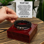 To My Dad Strong in Heart Braided Leather Bracelet
