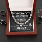 To My Daddy You Mean the World To Me Cuban Link Chain Necklace with Message Card