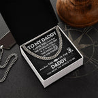 To My Daddy You Mean the World To Me Cuban Link Chain Necklace with Message Card