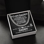 To My Daddy You Mean the World To Me Cuban Link Chain Necklace with Message Card