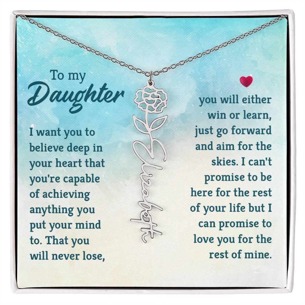 To My Daughter Aim for the Skies Birth Month Flower Necklace