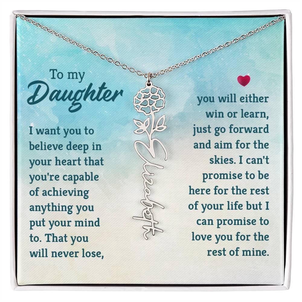 To My Daughter Aim for the Skies Birth Month Flower Necklace