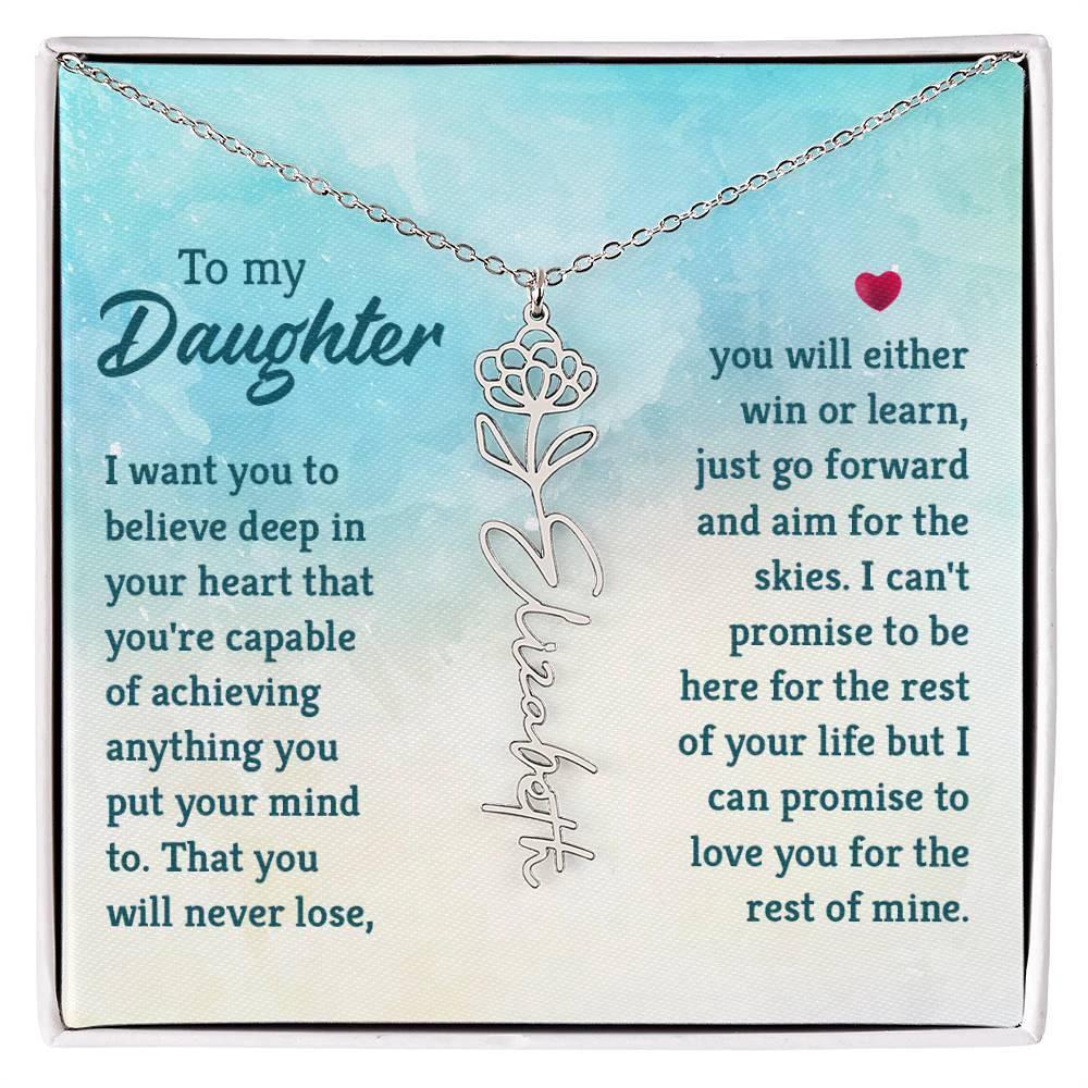 To My Daughter Aim for the Skies Birth Month Flower Necklace