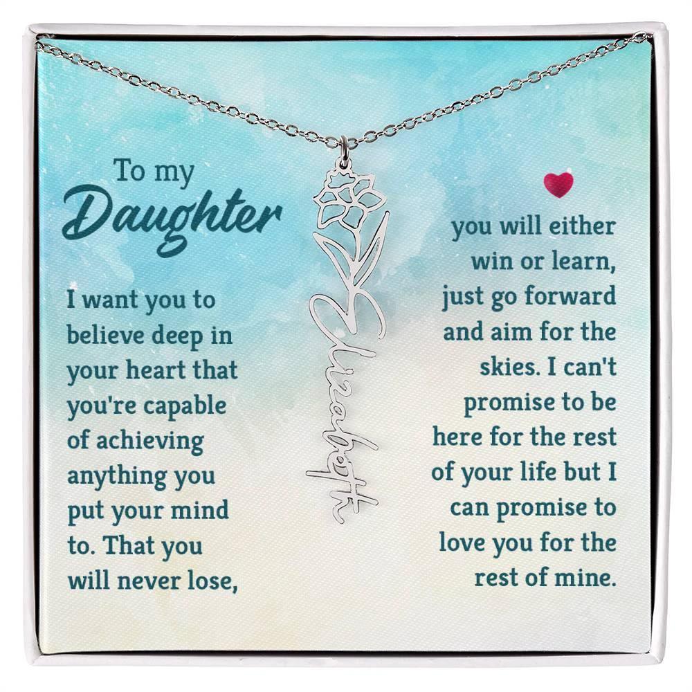 To My Daughter Aim for the Skies Birth Month Flower Necklace