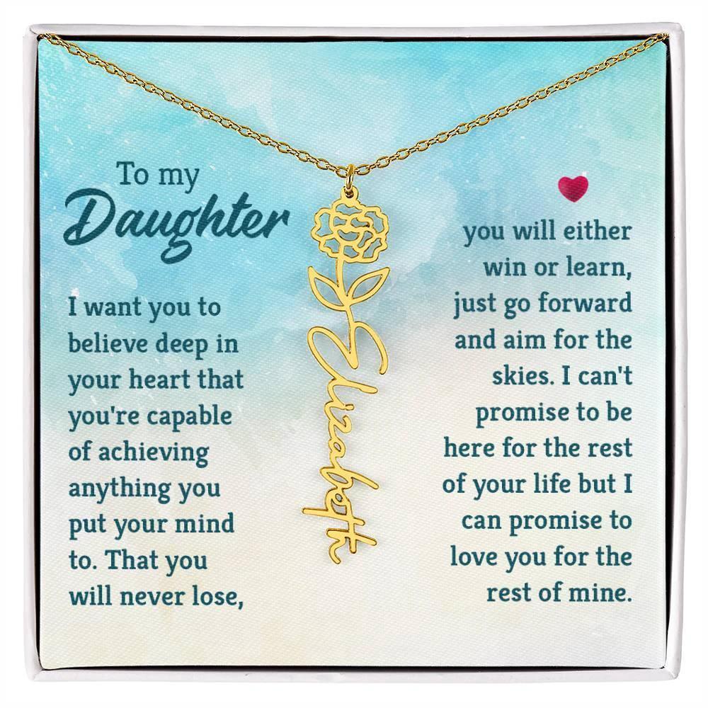 To My Daughter Aim for the Skies Birth Month Flower Necklace