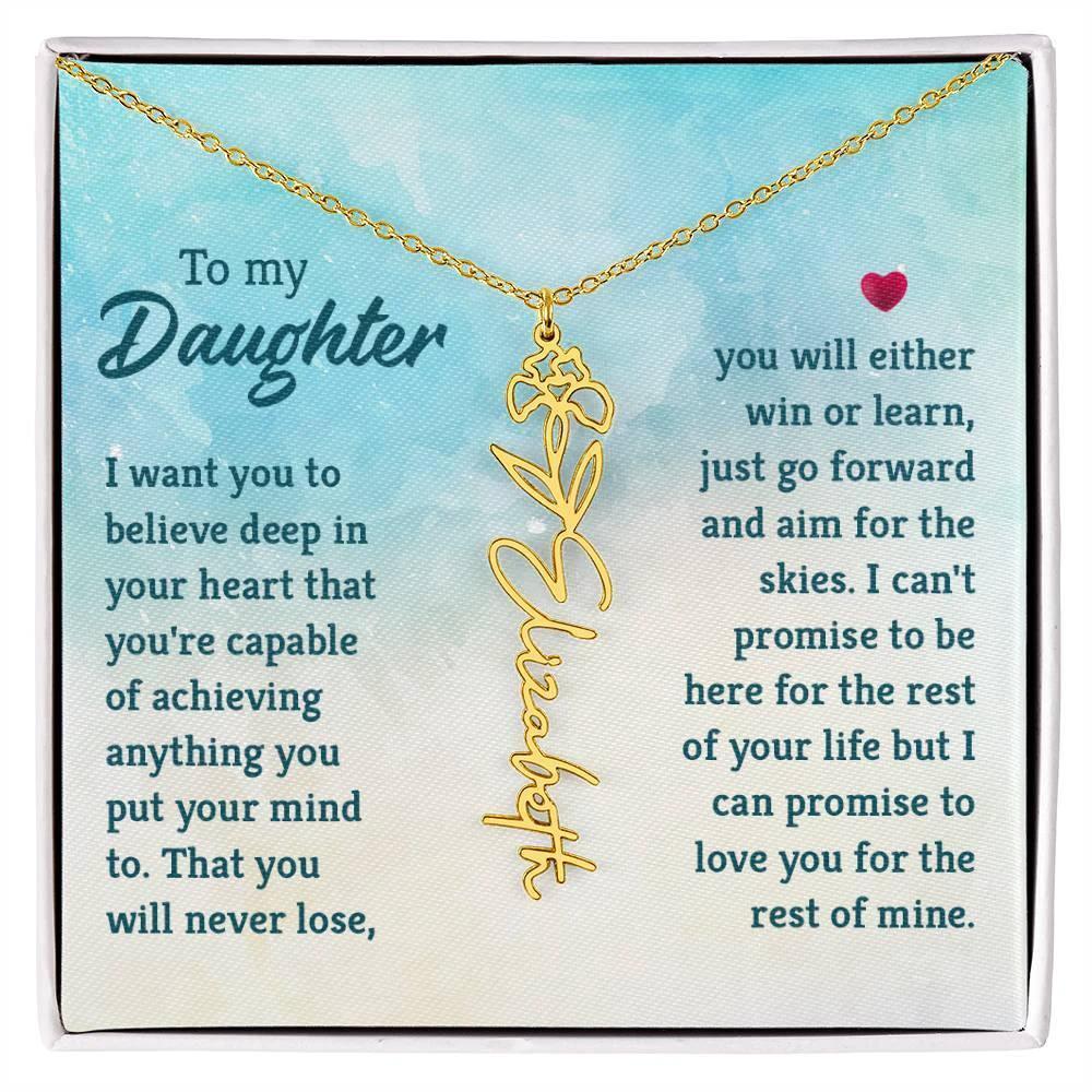 To My Daughter Aim for the Skies Birth Month Flower Necklace