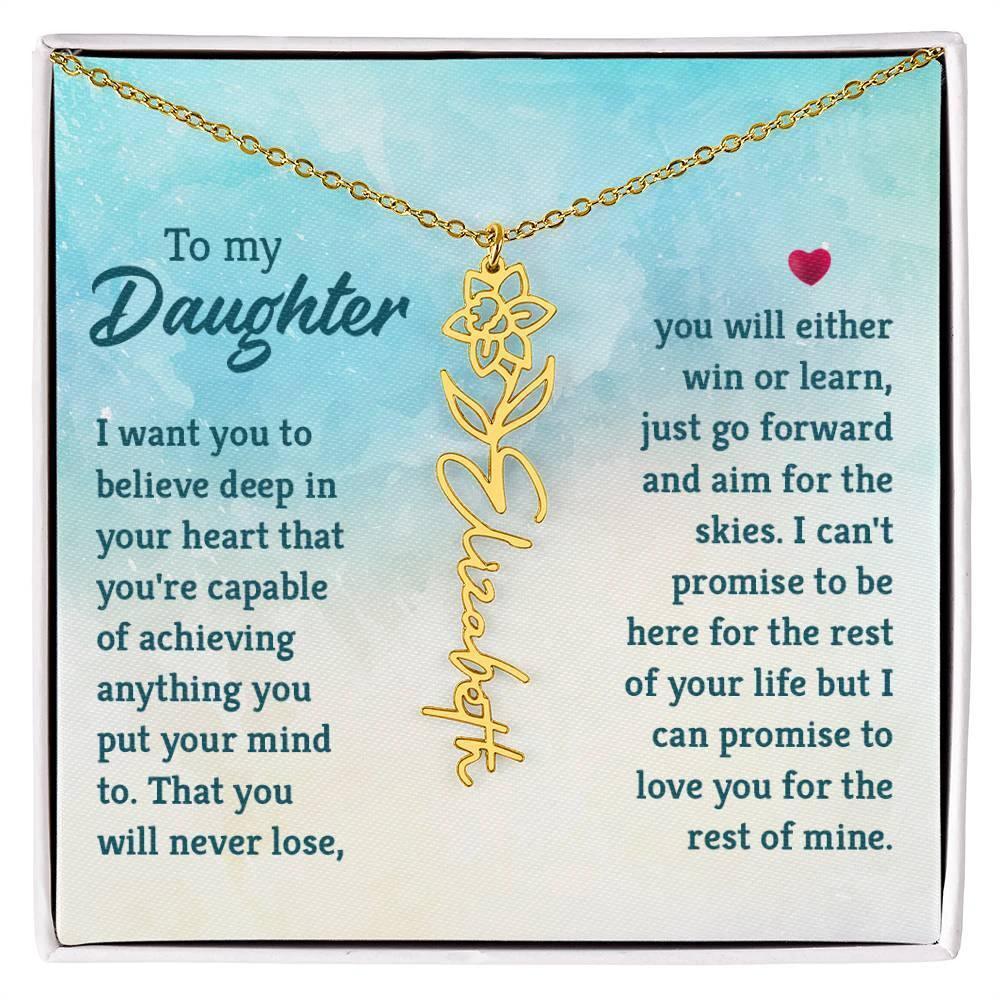 To My Daughter Aim for the Skies Birth Month Flower Necklace