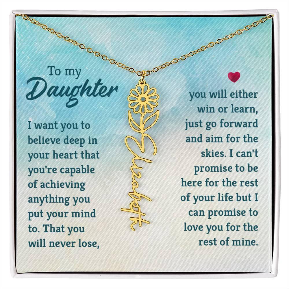 To My Daughter Aim for the Skies Birth Month Flower Necklace