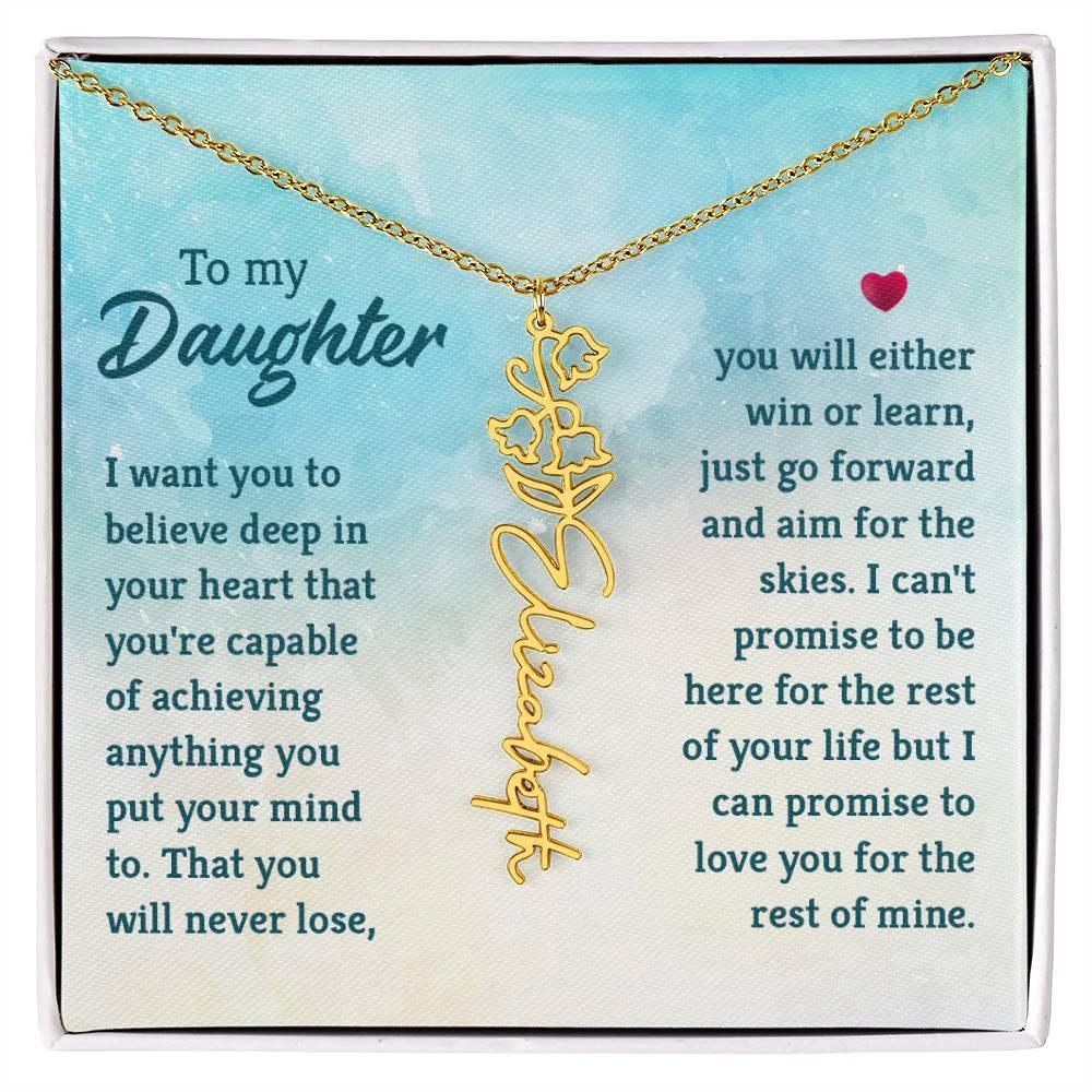 To My Daughter Aim for the Skies Birth Month Flower Necklace