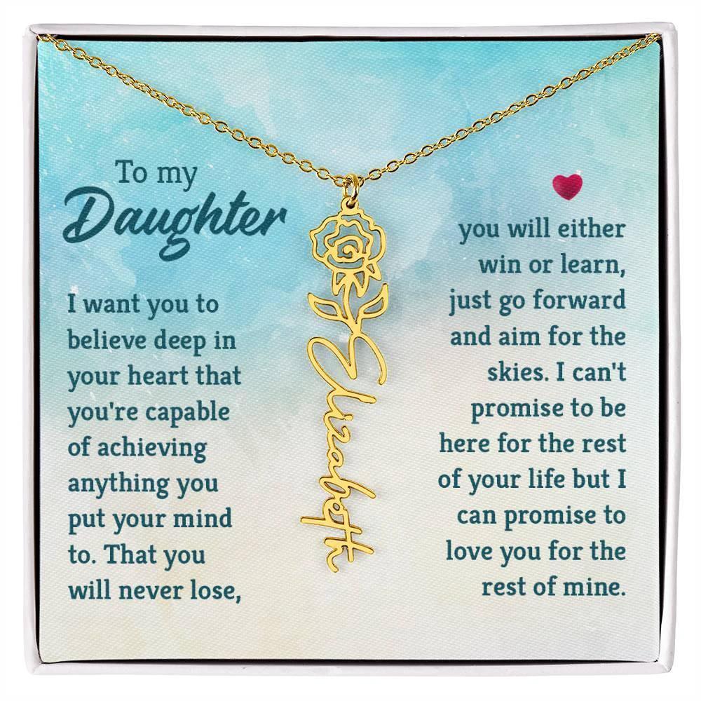 To My Daughter Aim for the Skies Birth Month Flower Necklace