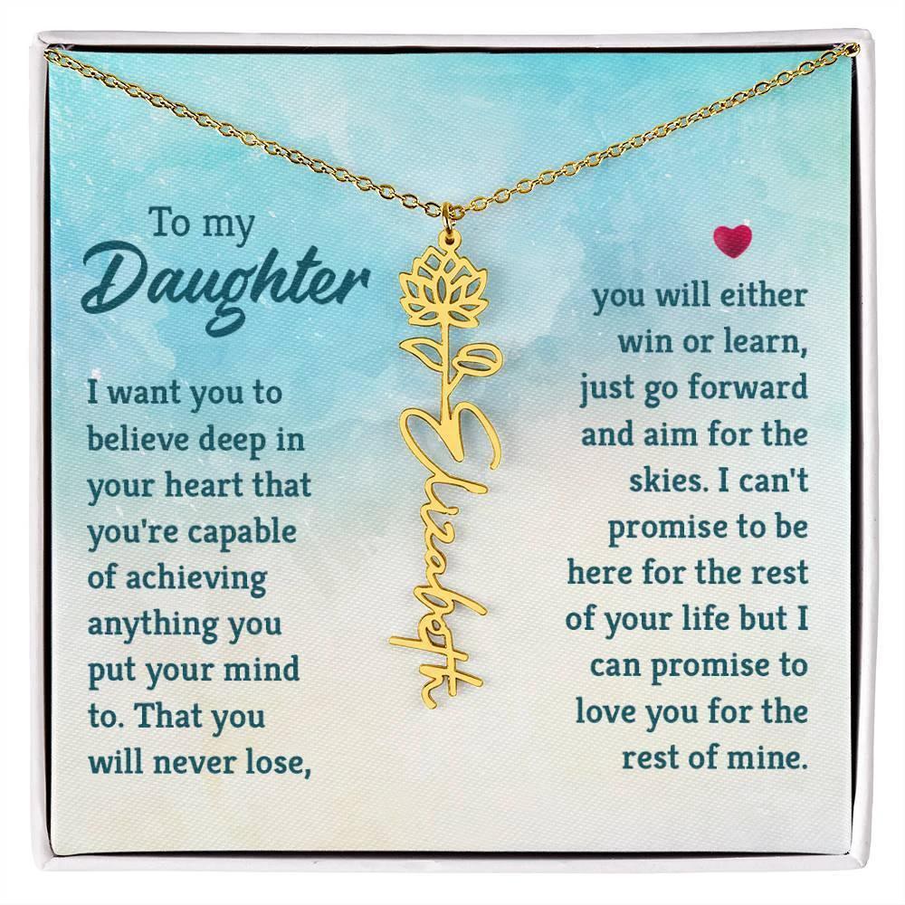 To My Daughter Aim for the Skies Birth Month Flower Necklace
