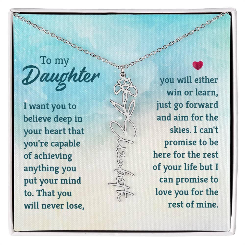 To My Daughter Aim for the Skies Birth Month Flower Necklace