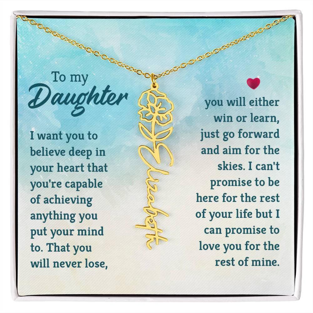 To My Daughter Aim for the Skies Birth Month Flower Necklace