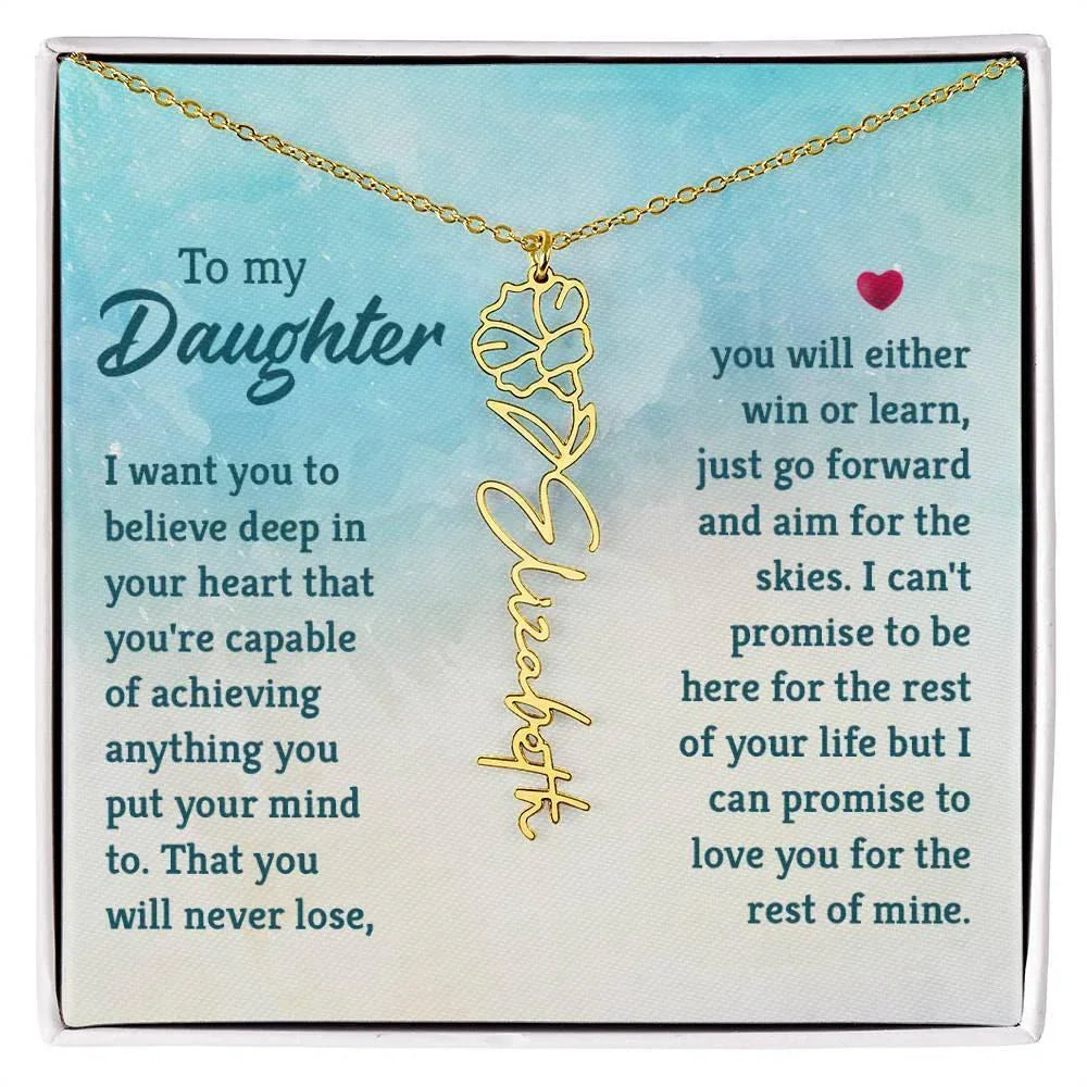 To My Daughter Aim for the Skies Birth Month Flower Necklace