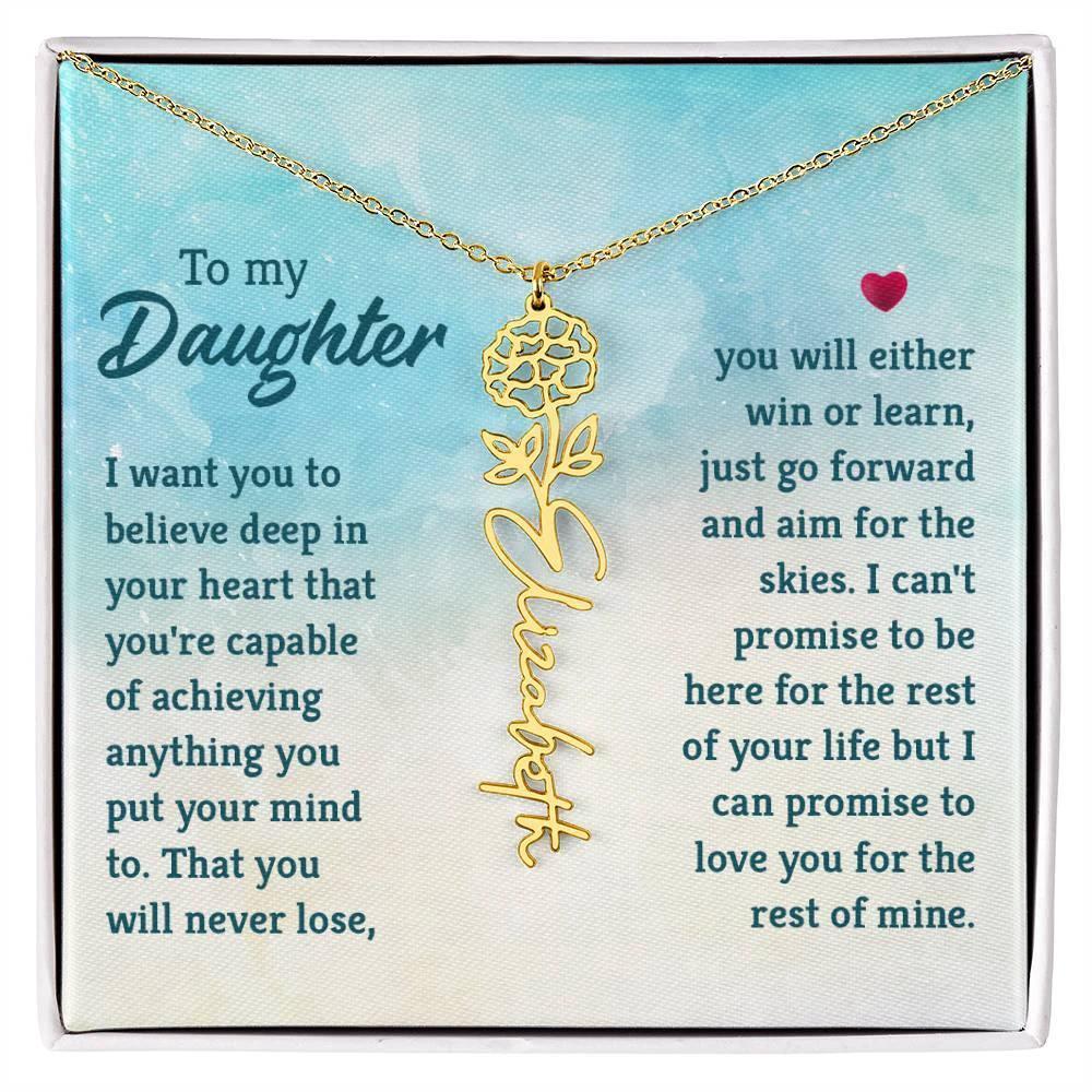 To My Daughter Aim for the Skies Birth Month Flower Necklace