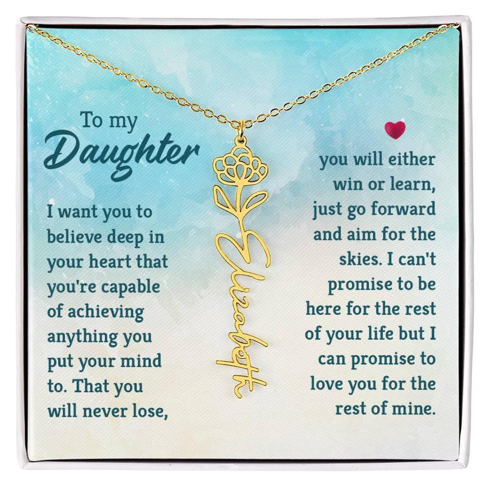 To My Daughter Aim for the Skies Birth Month Flower Necklace