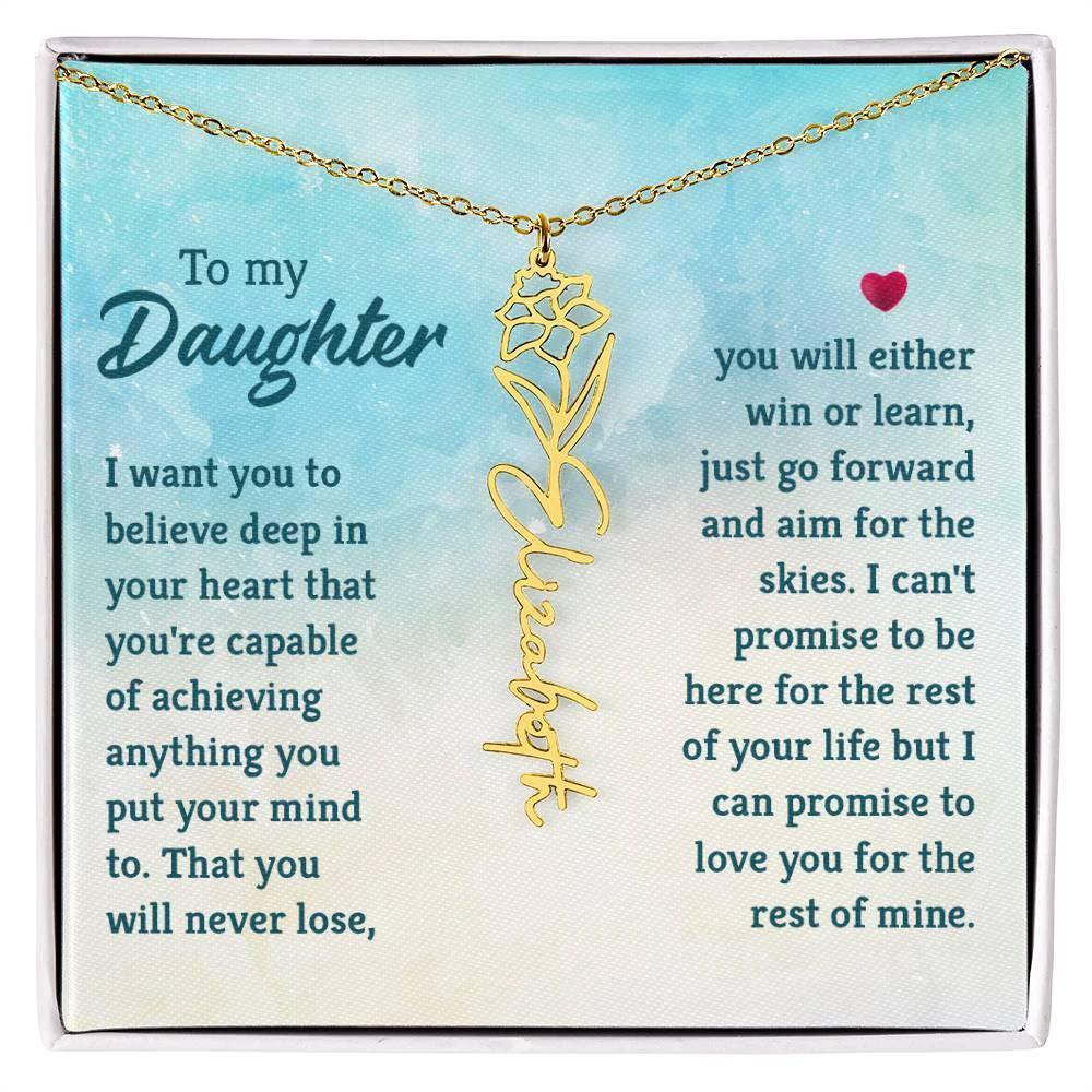 To My Daughter Aim for the Skies Birth Month Flower Necklace