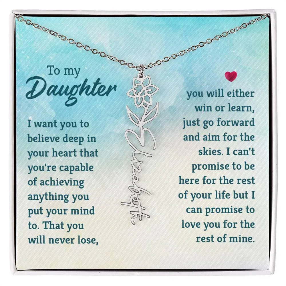 To My Daughter Aim for the Skies Birth Month Flower Necklace