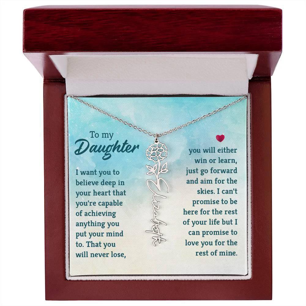 To My Daughter Aim for the Skies Birth Month Flower Necklace