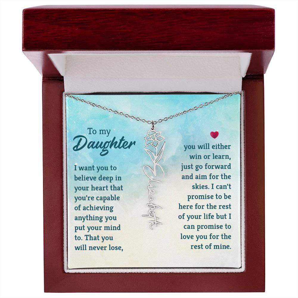 To My Daughter Aim for the Skies Birth Month Flower Necklace