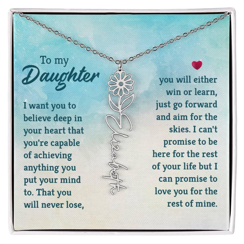 To My Daughter Aim for the Skies Birth Month Flower Necklace