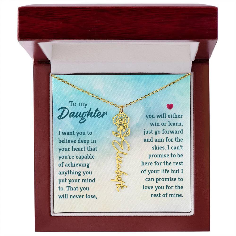 To My Daughter Aim for the Skies Birth Month Flower Necklace