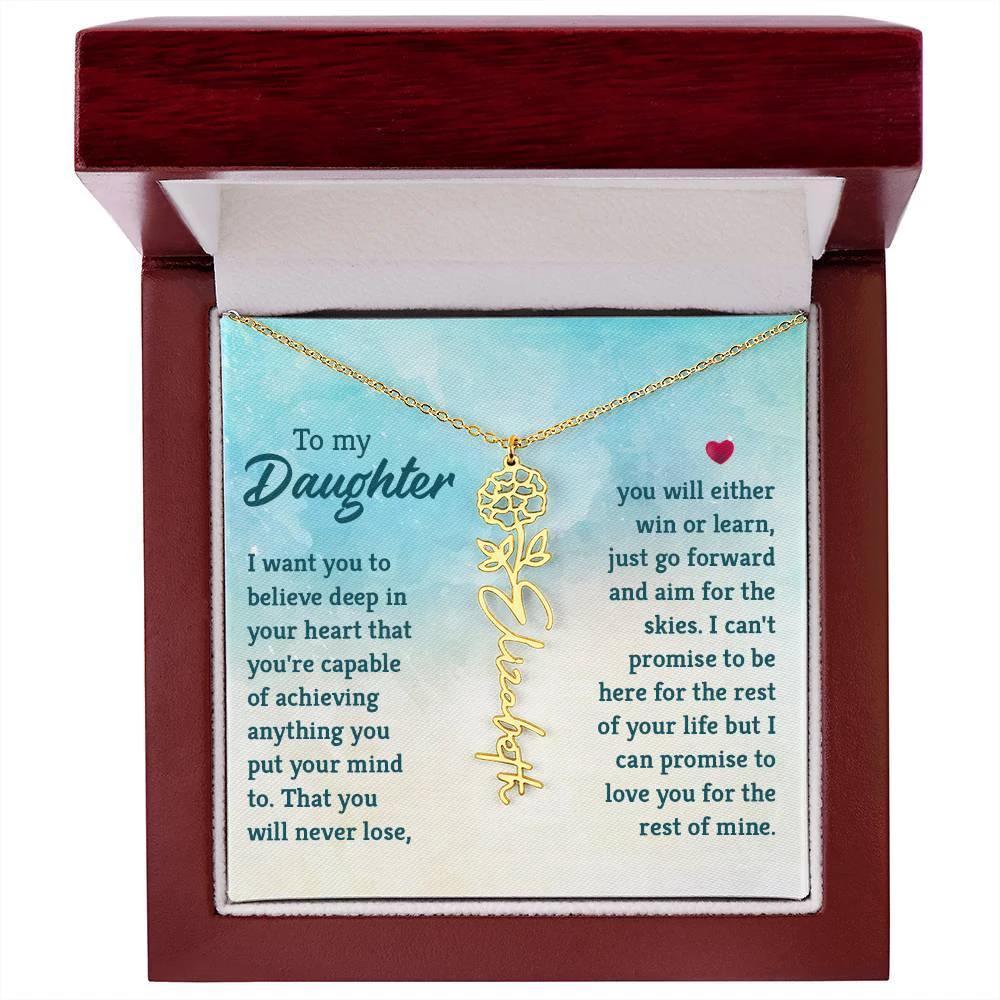 To My Daughter Aim for the Skies Birth Month Flower Necklace