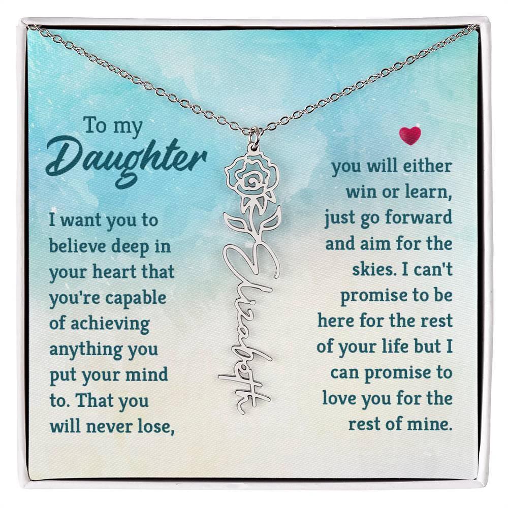 To My Daughter Aim for the Skies Birth Month Flower Necklace