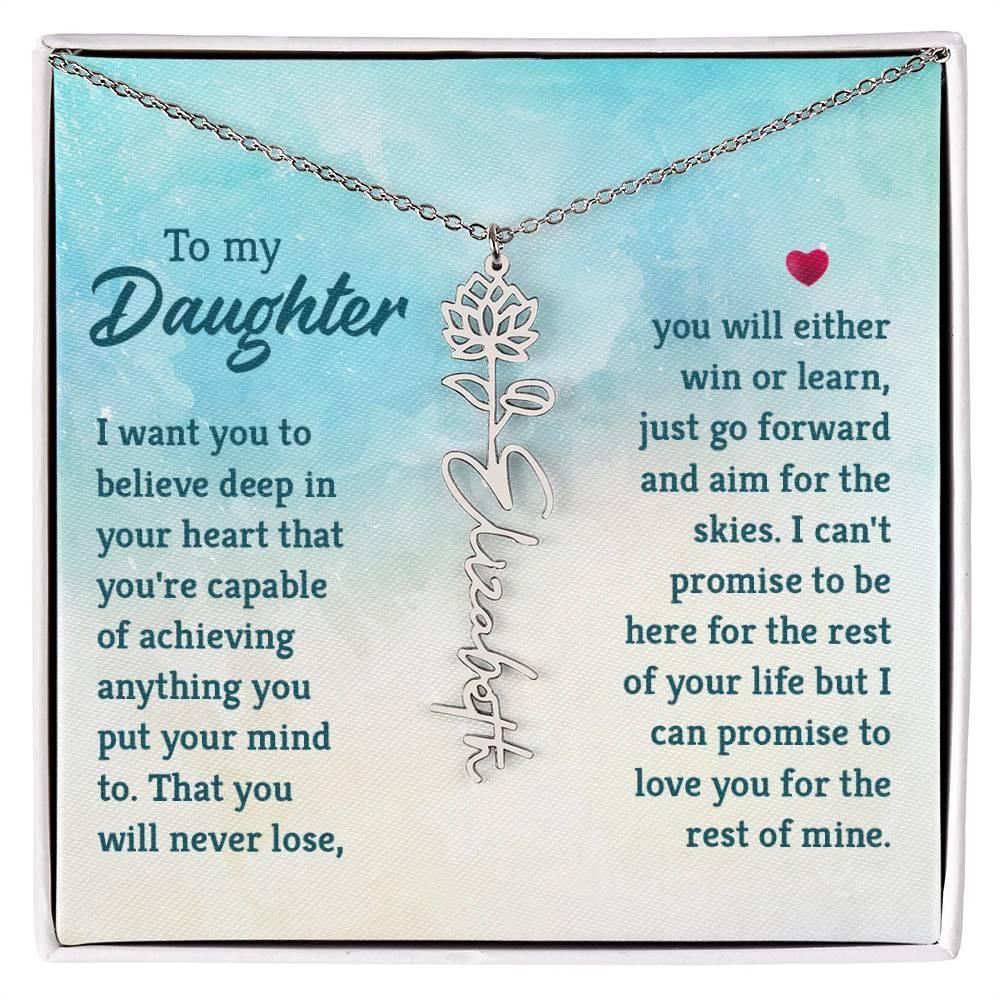 To My Daughter Aim for the Skies Birth Month Flower Necklace