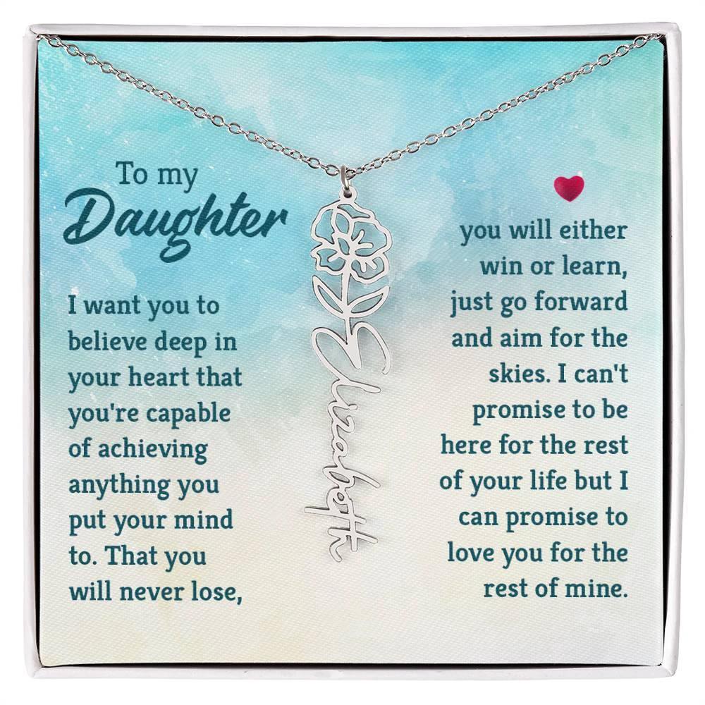 To My Daughter Aim for the Skies Birth Month Flower Necklace