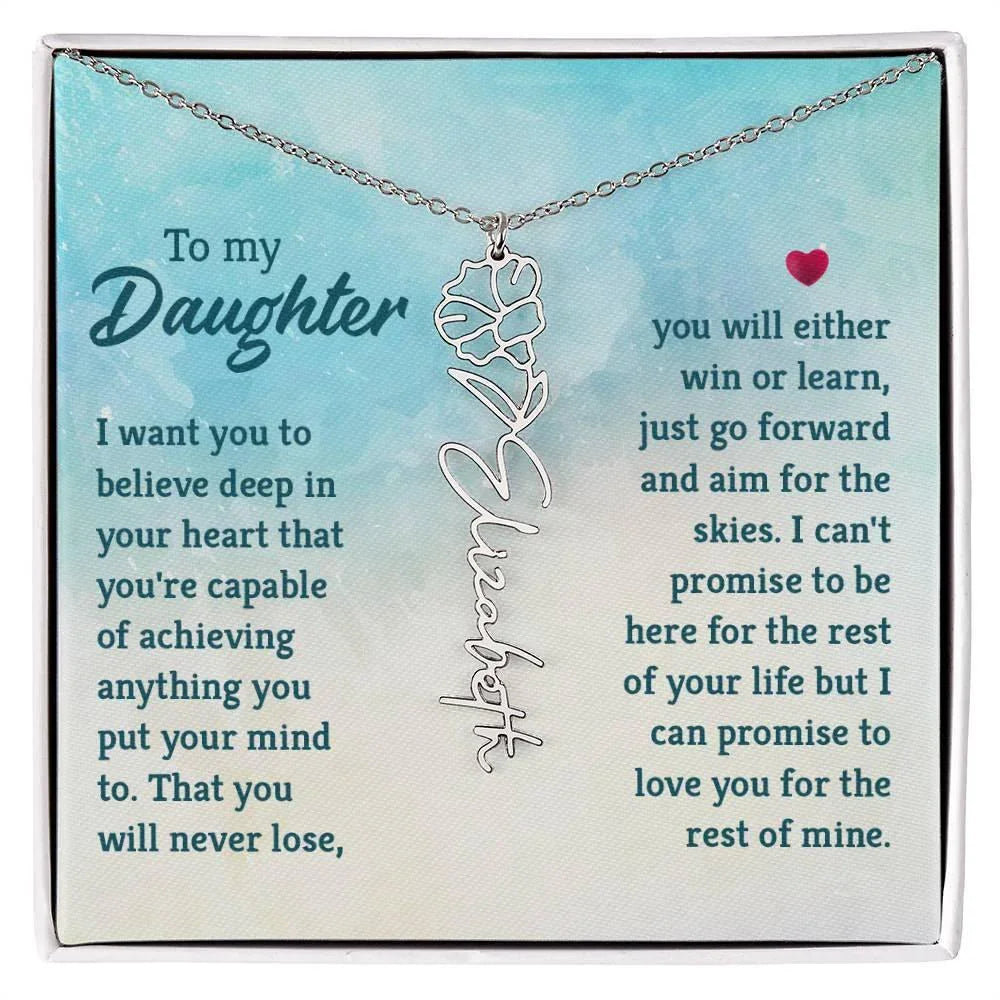 To My Daughter Aim for the Skies Birth Month Flower Necklace
