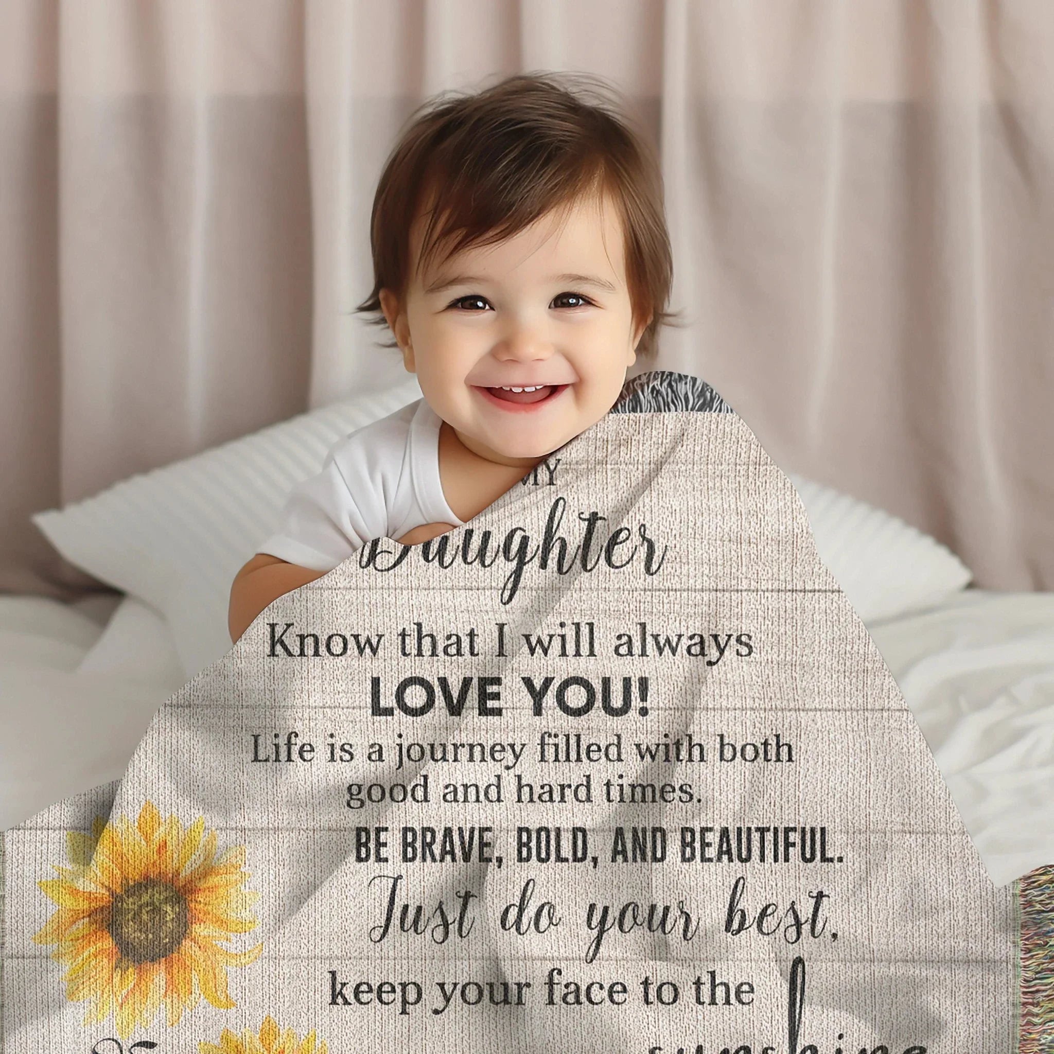 To My Daughter Be Brave, Bold and Beautiful - Life is Learning to Dance in the Rain Inspirational Heirloom Woven Blanket