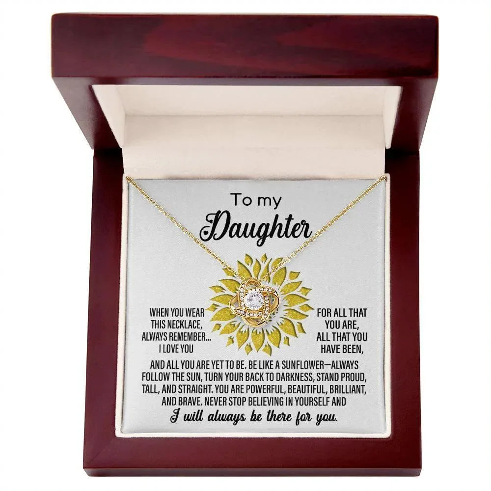 To My Daughter Be Like A Sunflower Love Knot Necklace