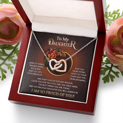 To My Daughter I Love You For The Little Girl You Once Were The Precious Daughter You Will Always Be Interlocking Hearts Necklace - Mallard Moon Gift Shop
